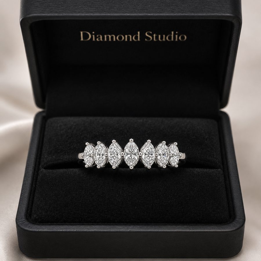 1.30 CT Lab-Grown Diamond Half Eternity Ring in 14K White Gold (D–F / VS1–VS2)