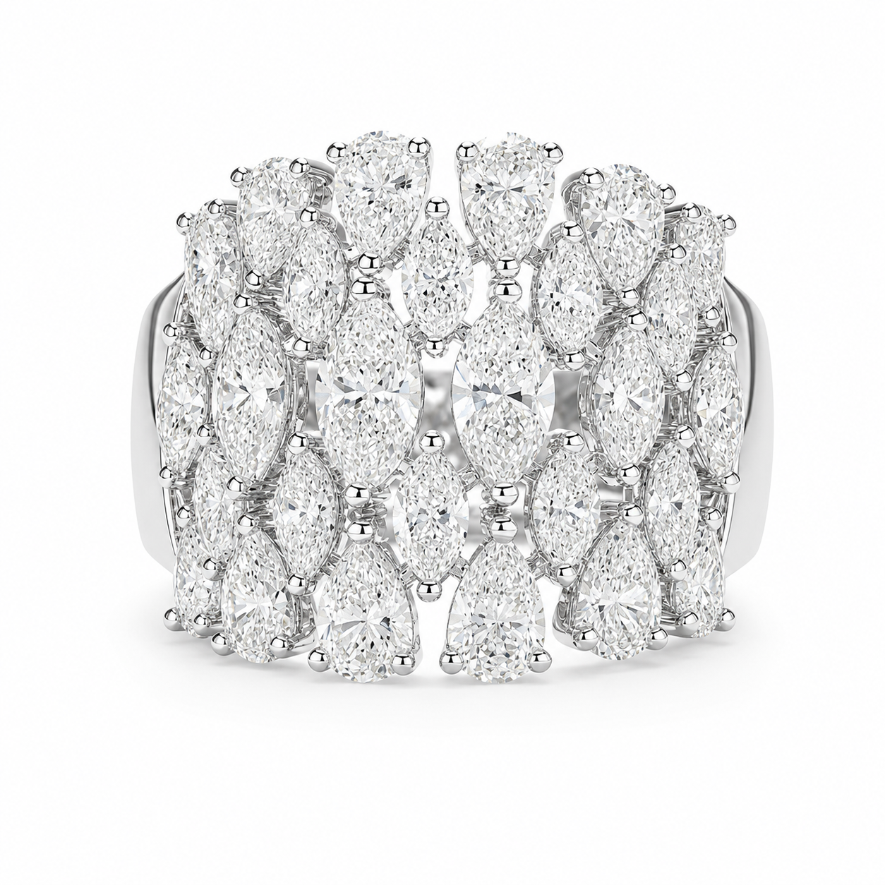 4.05 CT Lab-Grown Diamond Dome Fashion Ring in 14K White Gold (Dâ€“F / VS1â€“VS2) from Diamond Studio