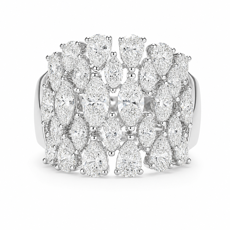 4.05 CT Lab-Grown Diamond Dome Fashion Ring in 14K White Gold (D–F / VS1–VS2)