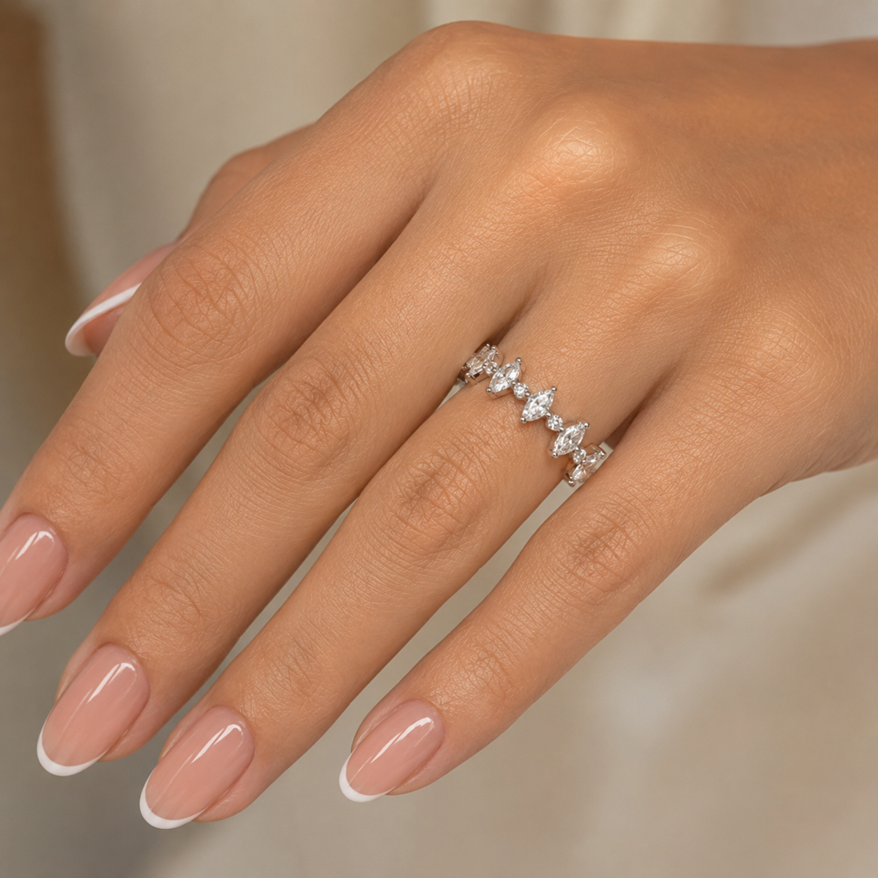 1.25 CT Lab-Grown Diamond Stackable Fashion Ring in 14K White Gold (D–F / VS1–VS2)
