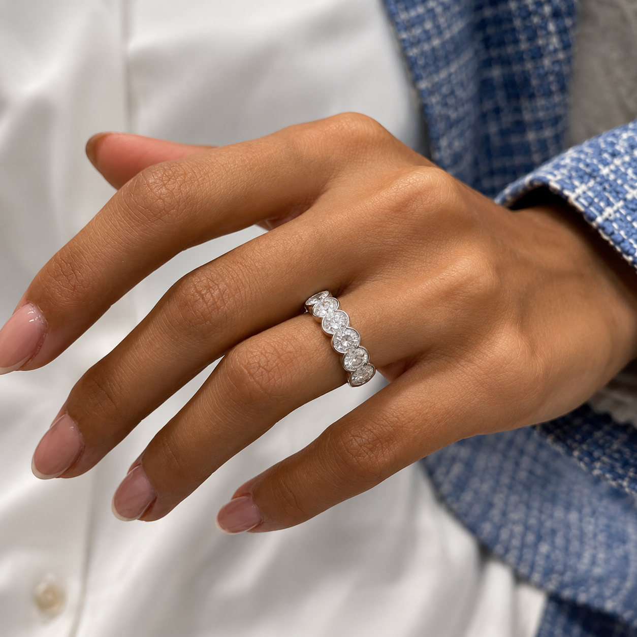 2.10 CT Lab-Grown Diamond Band Ring in 14K White Gold (D–F / VS1–VS2)
