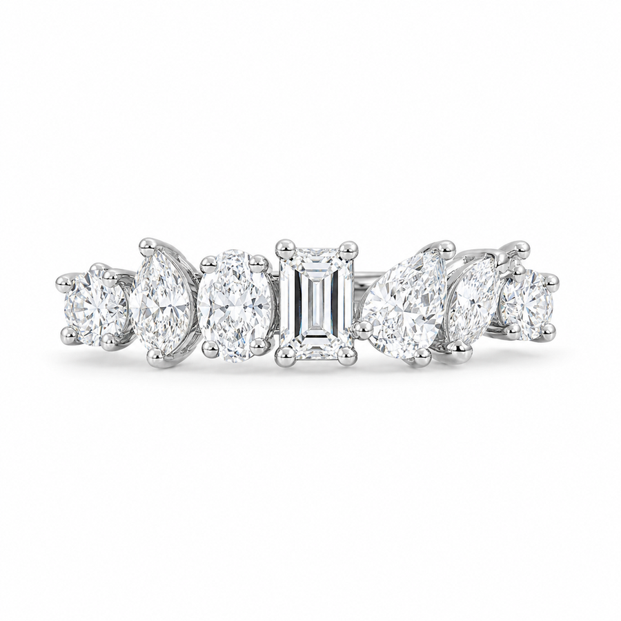 1.10 CT Lab-Grown Diamond Stackable Fashion Ring in 14K White Gold (D–F / VS1–VS2)