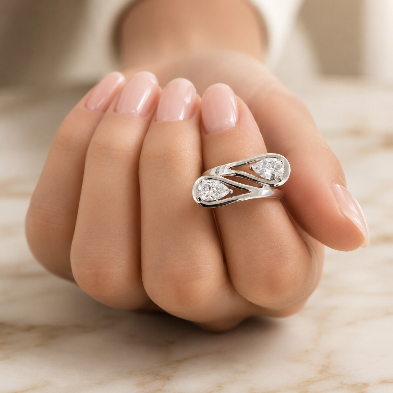 1.10 CT Toi et Moi Lab-Grown Diamond Ring in 14K Gold (D–F / VS1–VS2)