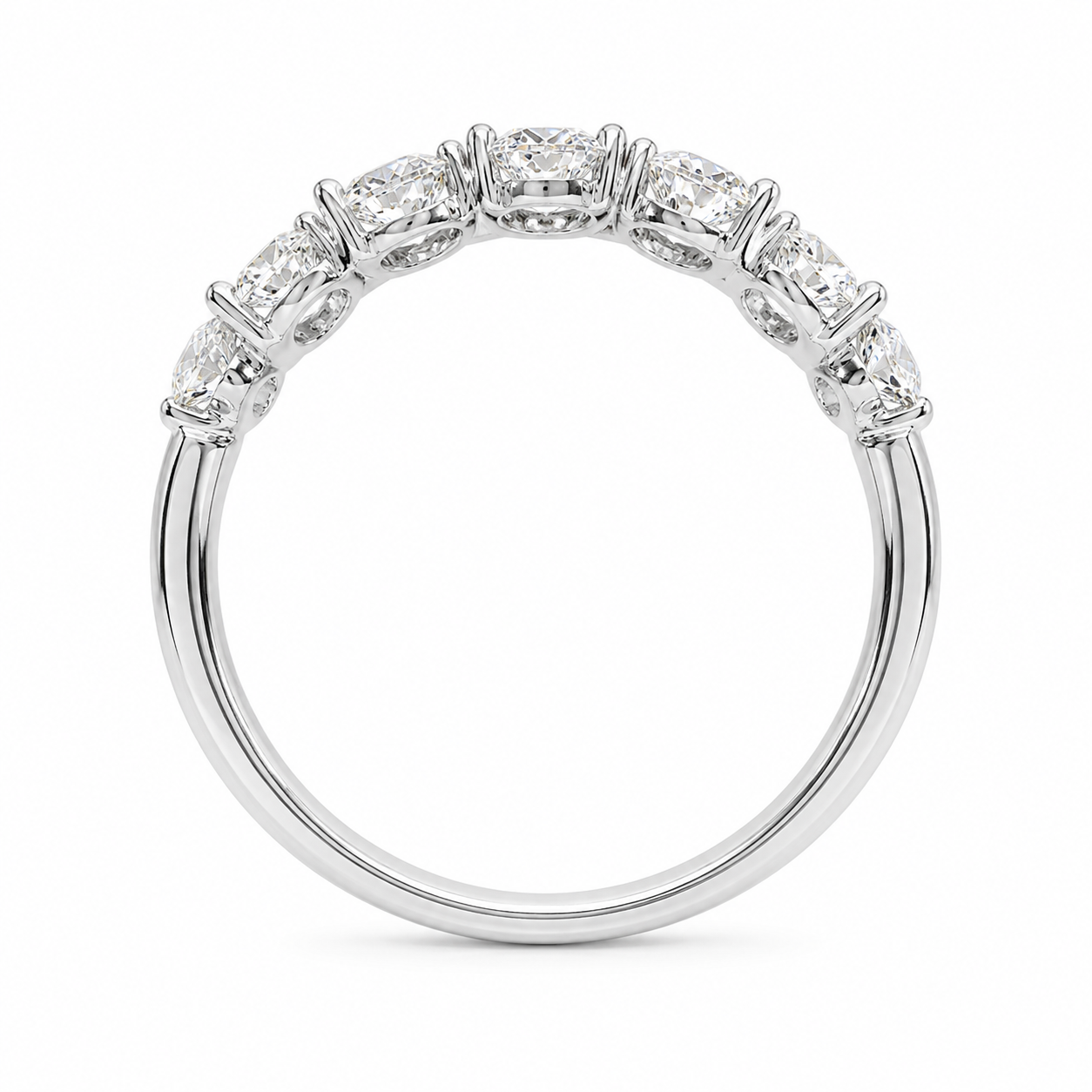 1.30 CT Lab-Grown Diamond Half Eternity Ring in 14K White Gold (D–F / VS1–VS2)
