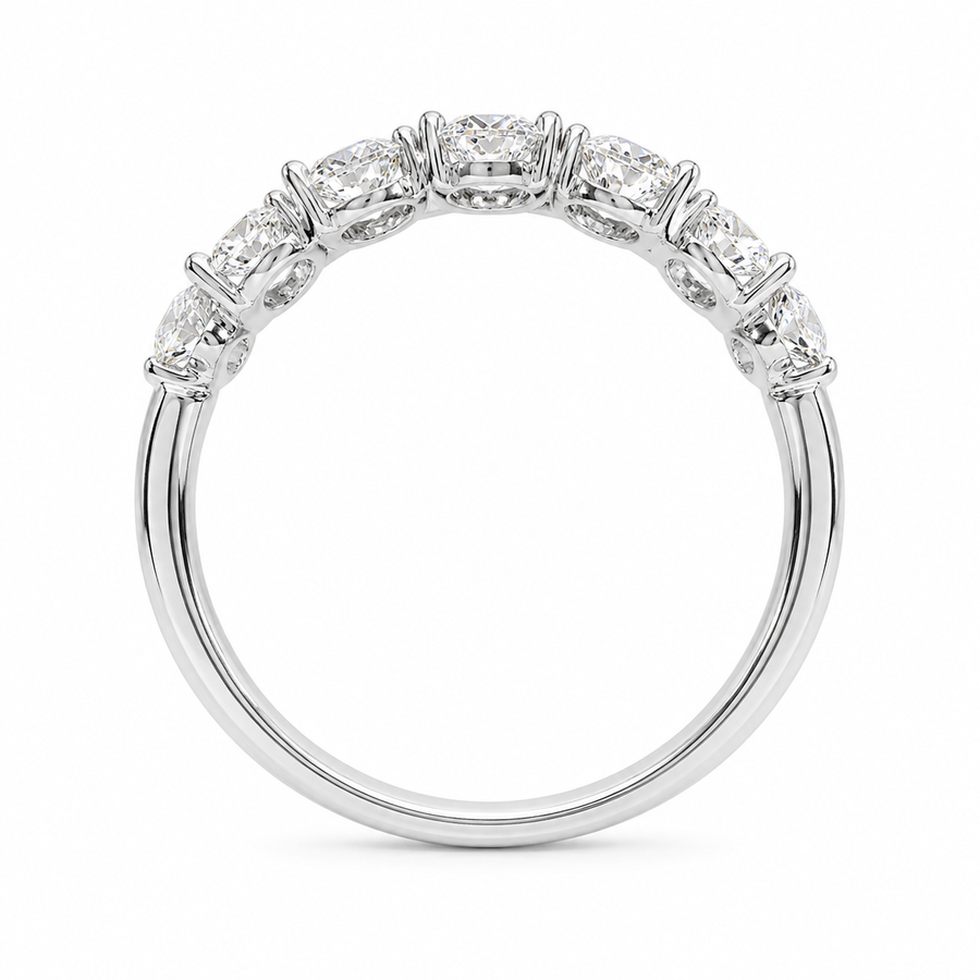 1.30 CT Lab-Grown Diamond Half Eternity Ring in 14K White Gold (D–F / VS1–VS2)