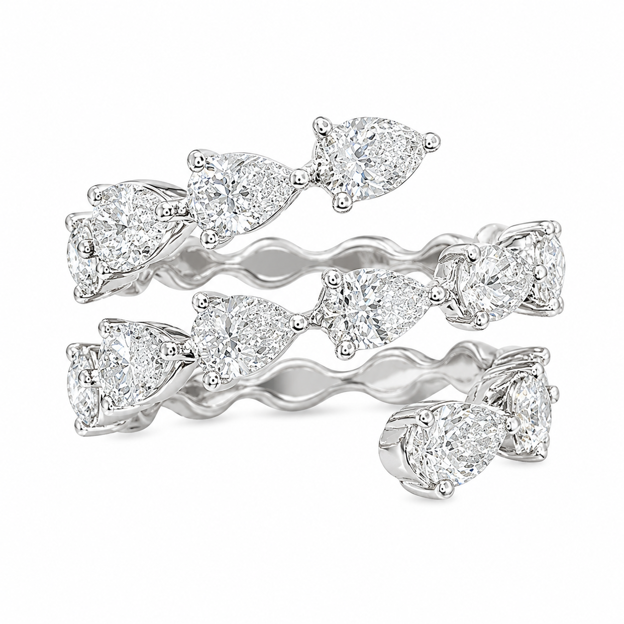 3.40 CT Lab-Grown Diamond Wrap Fashion Ring in 14K White Gold (Dâ€“F / VS1â€“VS2) from Diamond Studio