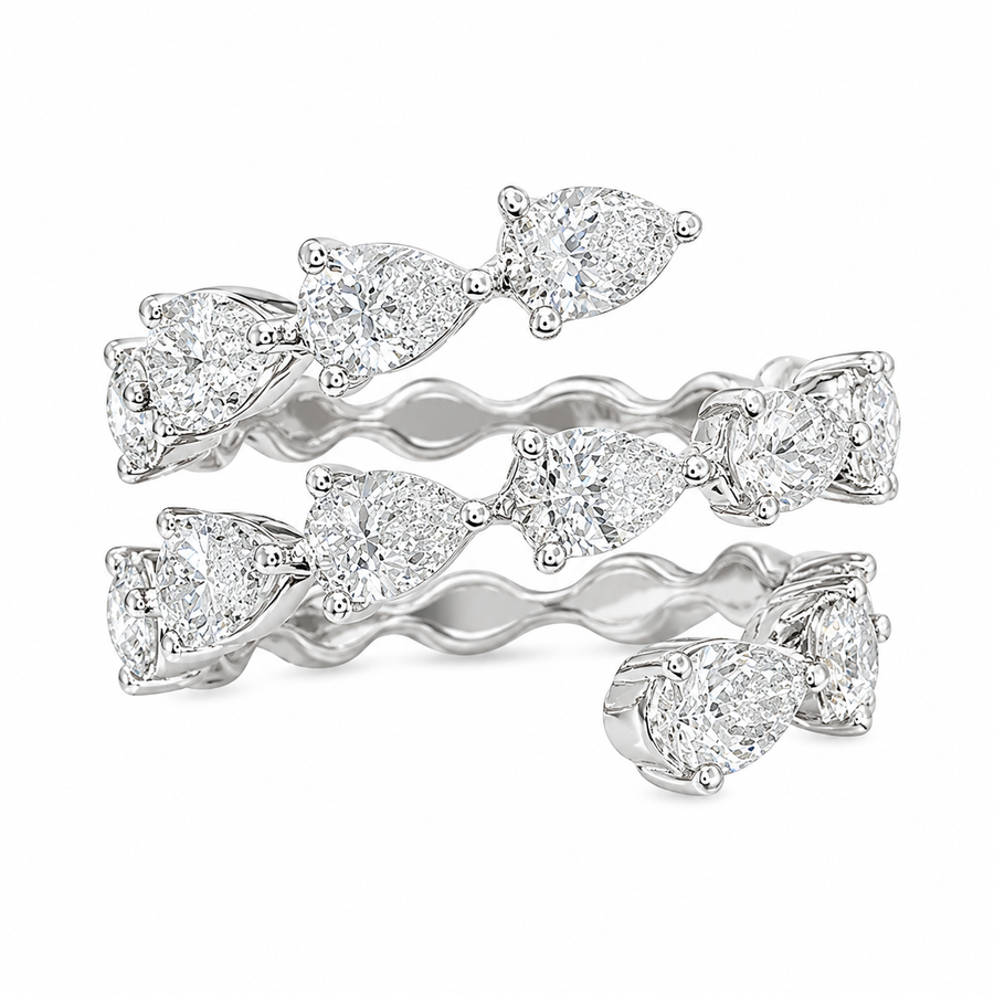 3.40 CT Lab-Grown Diamond Wrap Fashion Ring in 14K White Gold (D–F / VS1–VS2)