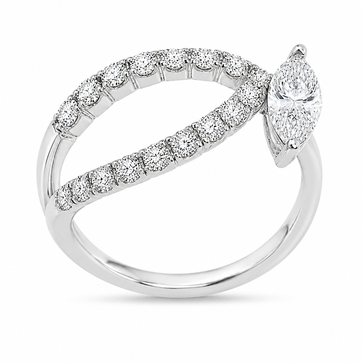 1.00 CT Round Lab-Grown Diamond Statement Ring in 14K White Gold (D–F / VS1–VS2)