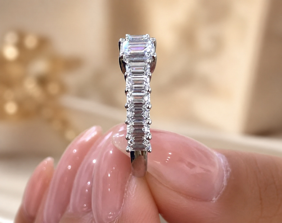 1.55 CT Lab-Grown Diamond Half Eternity Ring in 14K White Gold (D–F / VS1–VS2)