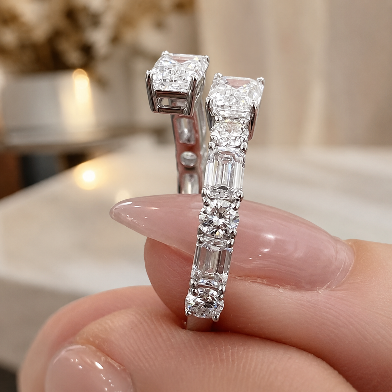 3.00 CT Lab-Grown Diamond Wrap Fashion Ring in 14K White Gold (D–F / VS1–VS2)