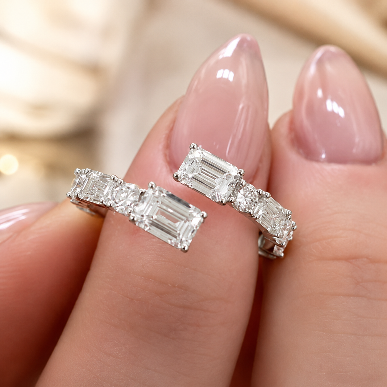 3.00 CT Lab-Grown Diamond Wrap Fashion Ring in 14K White Gold (D–F / VS1–VS2)