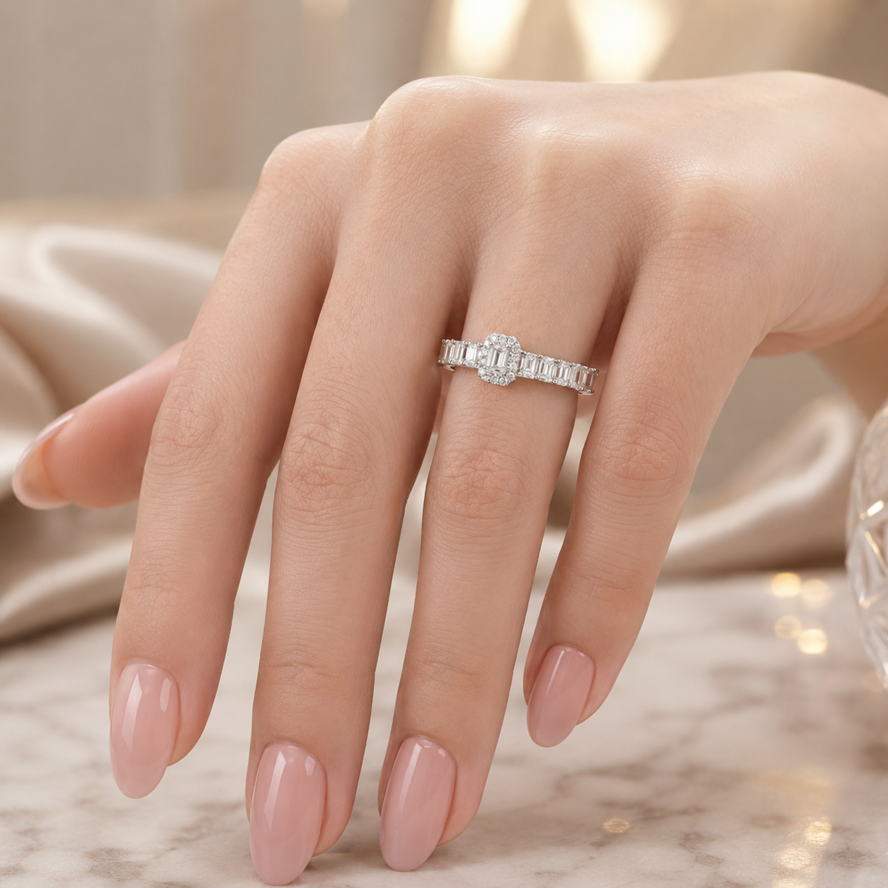 1.50 CT Lab-Grown Diamond Band Fashion Ring in 14K White Gold (D–F / VS1–VS2)