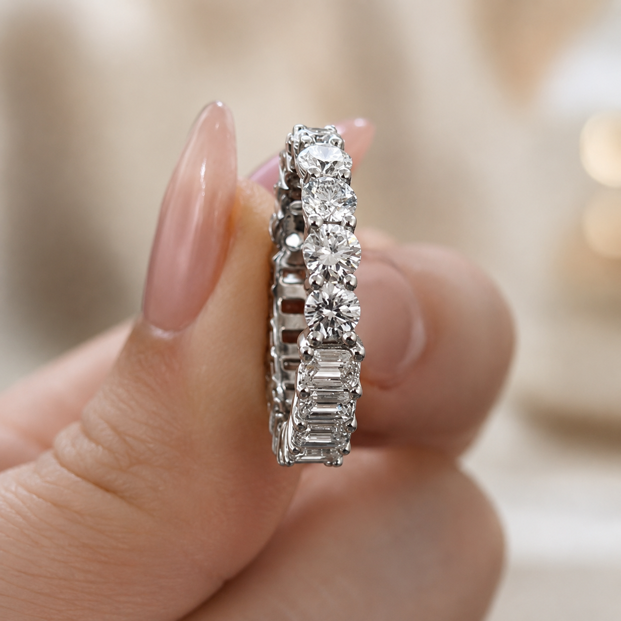 3.60 CT Lab-Grown Diamond Eternity Ring in 14K White Gold (D–F / VS1–VS2)