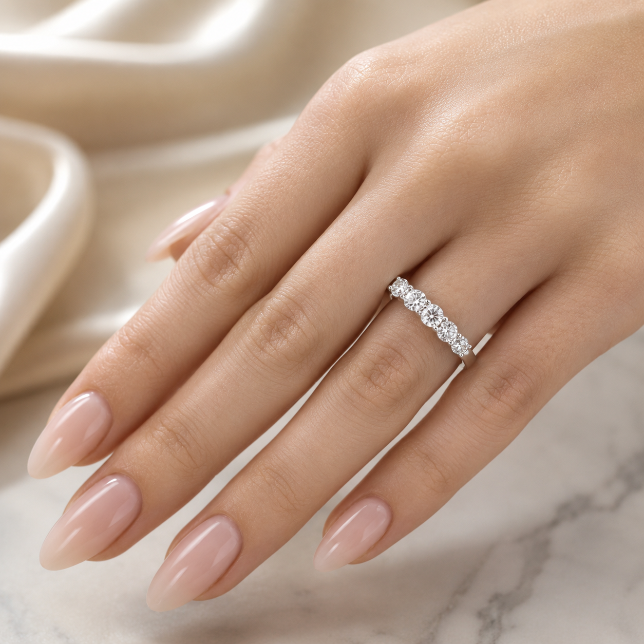 1.30 CT Lab-Grown Diamond Stackable Fashion Ring in 14K White Gold (D–F / VS1–VS2)