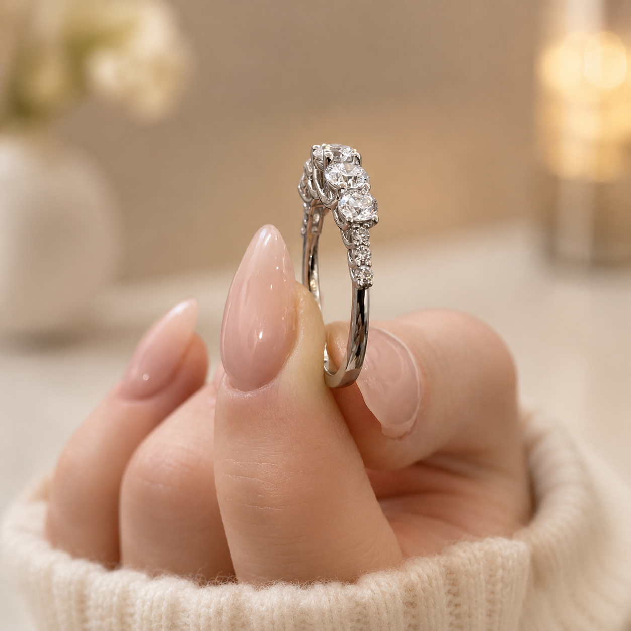 1.30 CT Lab-Grown Diamond Stackable Fashion Ring in 14K White Gold (D–F / VS1–VS2)