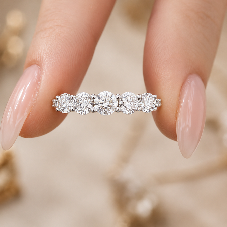 1.30 CT Lab-Grown Diamond Stackable Fashion Ring in 14K White Gold (D–F / VS1–VS2)