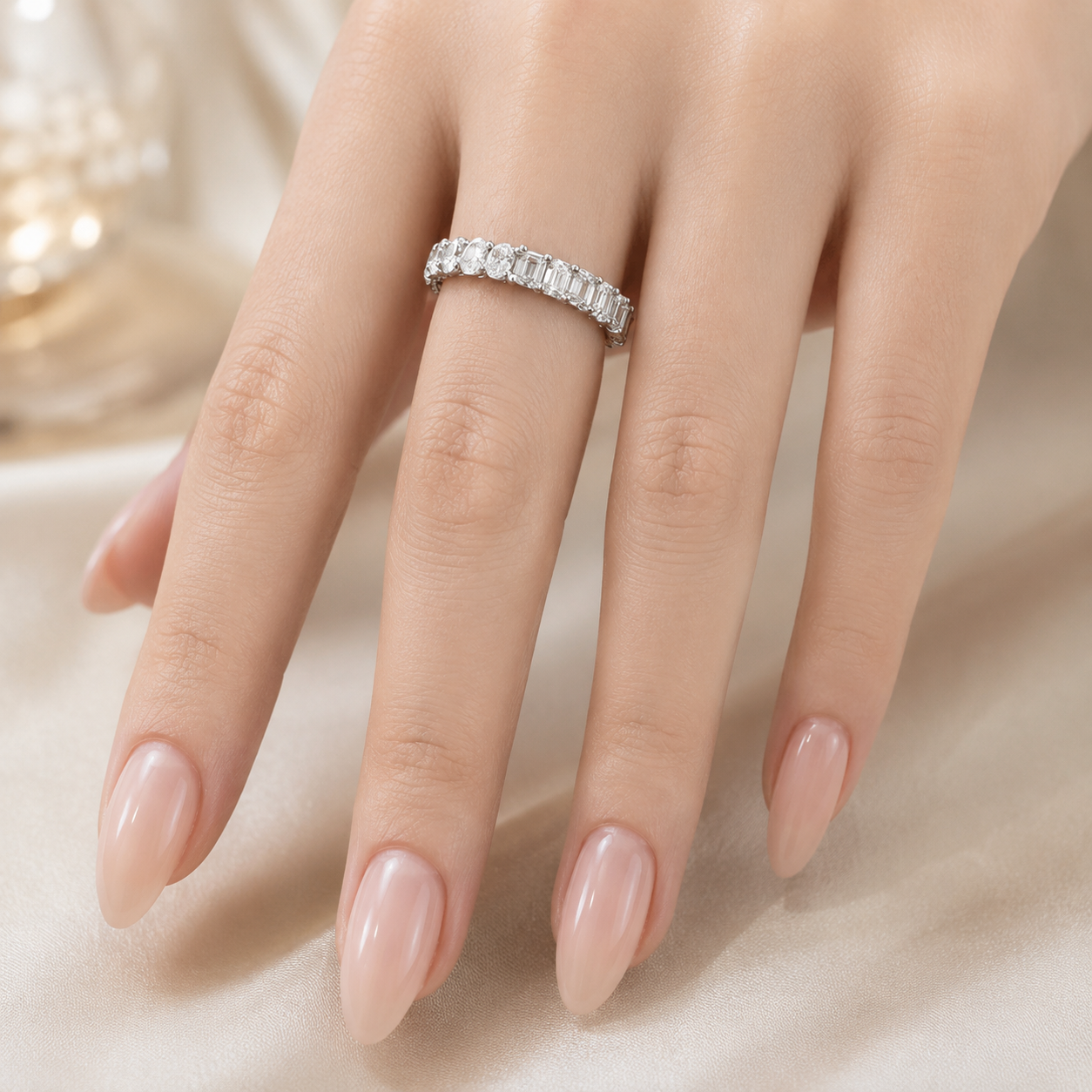 3.50 CT Lab-Grown Diamond Eternity Ring in 14K White Gold (D–F / VS1–VS2)