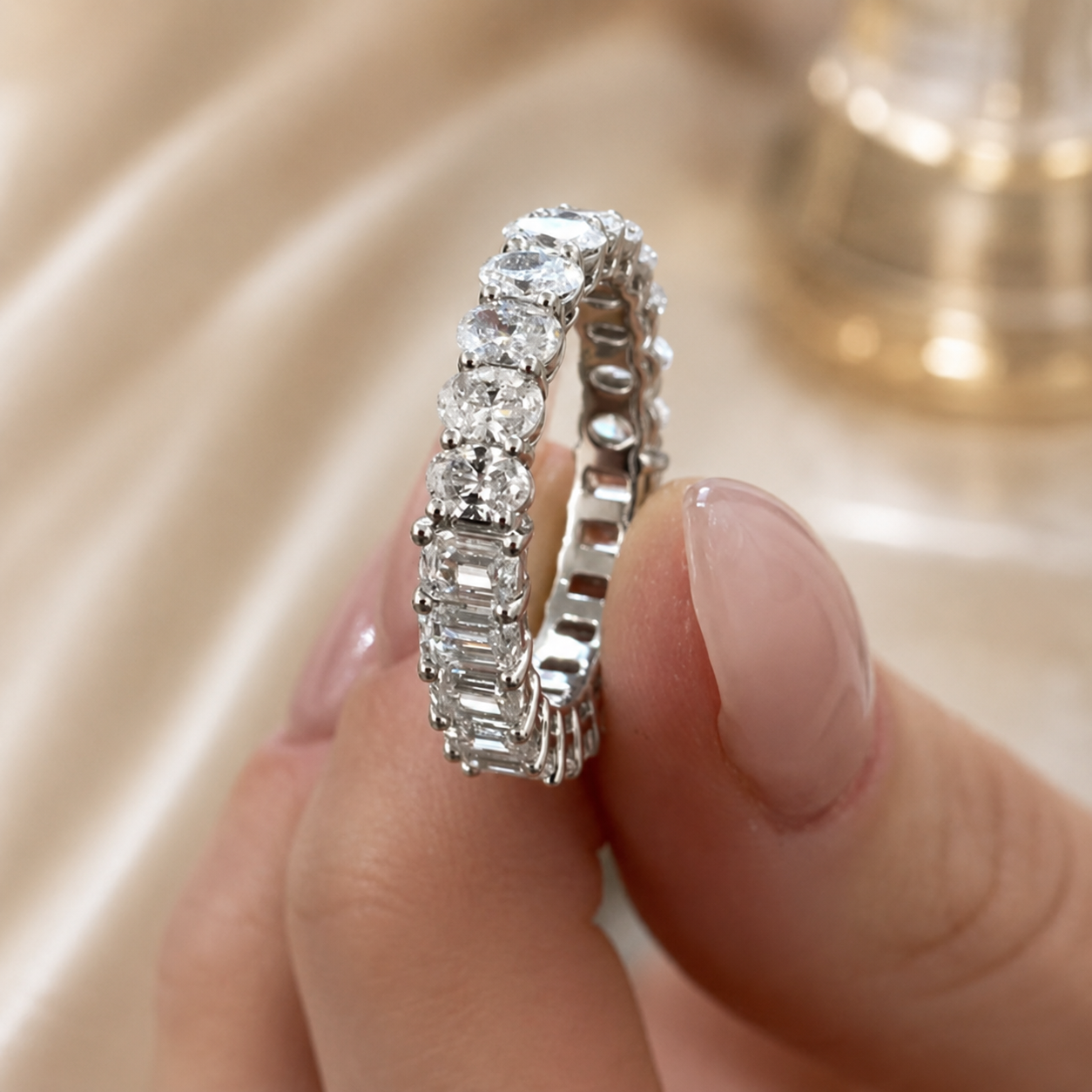 3.50 CT Lab-Grown Diamond Eternity Ring in 14K White Gold (D–F / VS1–VS2)
