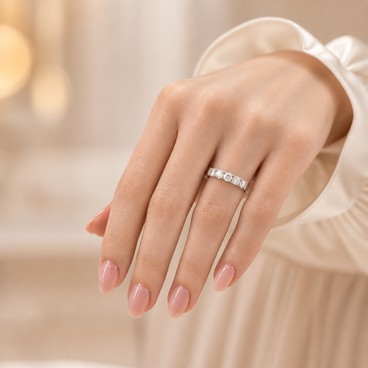 1.00 CT 5-Stone Lab-Grown Diamond Fashion Ring in 14K White Gold (D–F / VS1–VS2)