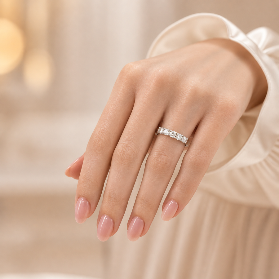 1.00 CT 5-Stone Lab-Grown Diamond Fashion Ring in 14K White Gold (D–F / VS1–VS2)
