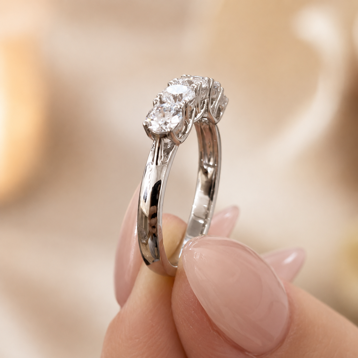 1.00 CT 5-Stone Lab-Grown Diamond Fashion Ring in 14K White Gold (D–F / VS1–VS2)