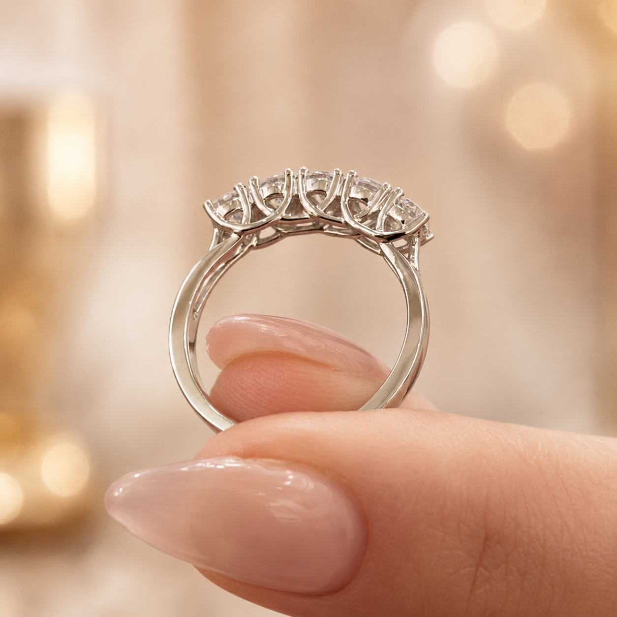 1.00 CT 5-Stone Lab-Grown Diamond Fashion Ring in 14K White Gold (D–F / VS1–VS2)