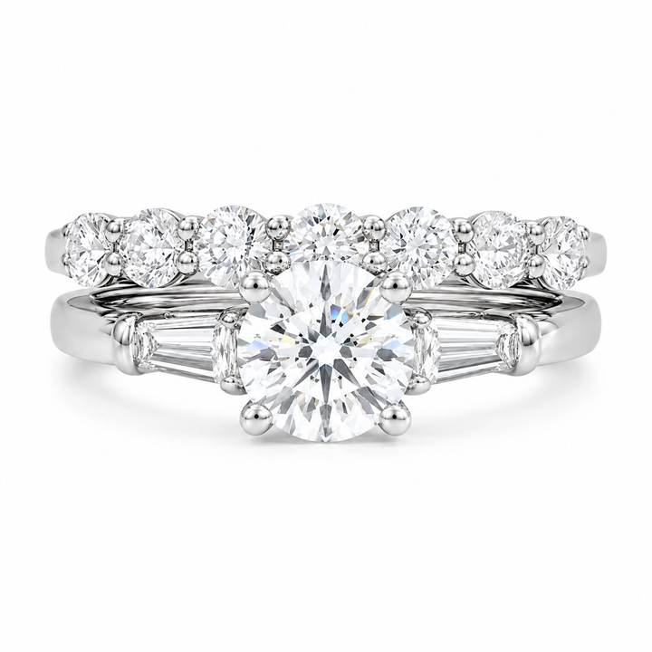 4 Carat Round Cut Lab-Grown Diamond 2-Piece Bridal Set in 14K White Gold