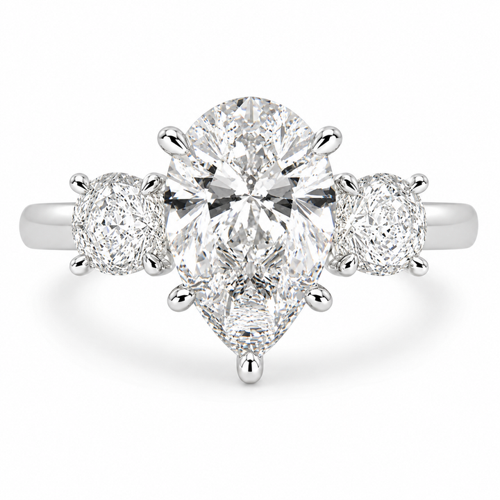 Hana 5.2 Carat Pear Cut 3 Stone Engagement Ring