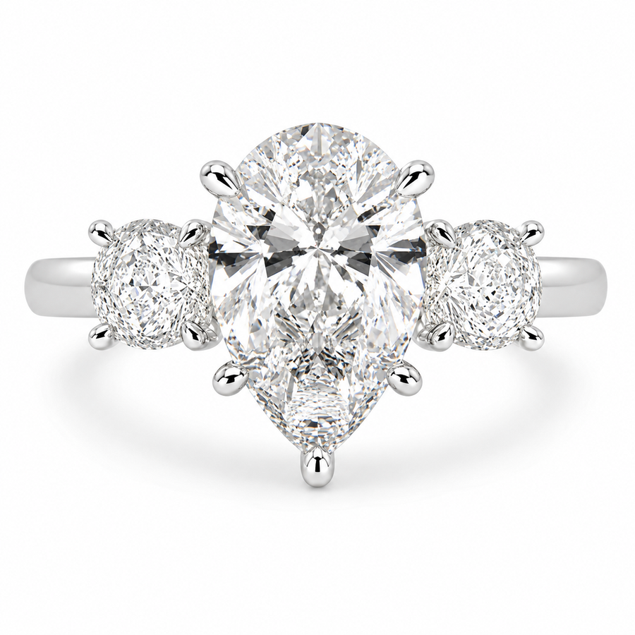 Hana 5.2 Carat Pear Cut 3 Stone Engagement Ring