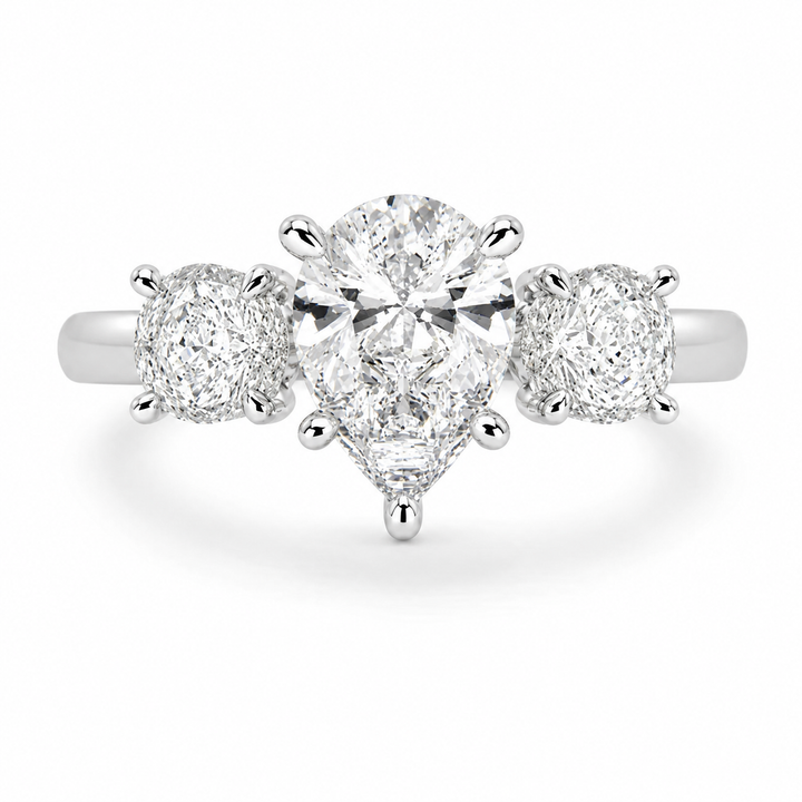 Hana 2.2 Carat Pear Cut 3 Stone Engagement Ring