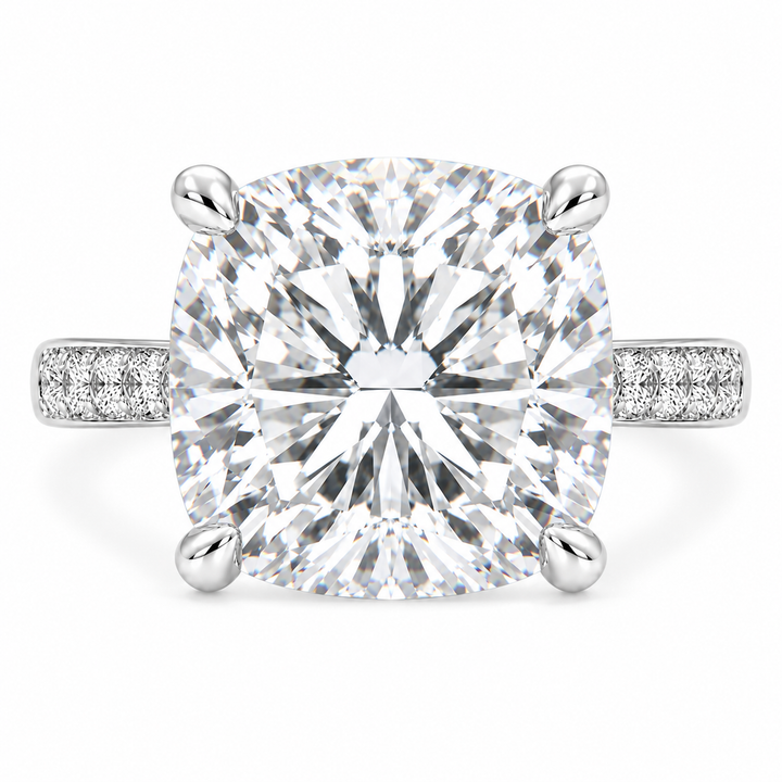 Federica 7.4 Carat Cushion Cut 4 Prong Engagement Ring