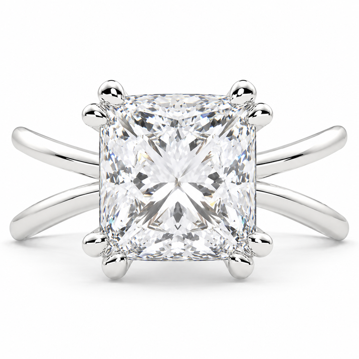 Tatiana 5 Carat Princess Cut Solitaire Split Shank Engagement Ring