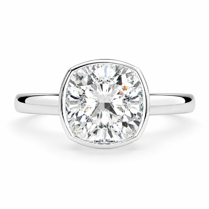 Xenia 4.15 Carat Cushion Cut Halo Pave Solitaire Engagement Ring