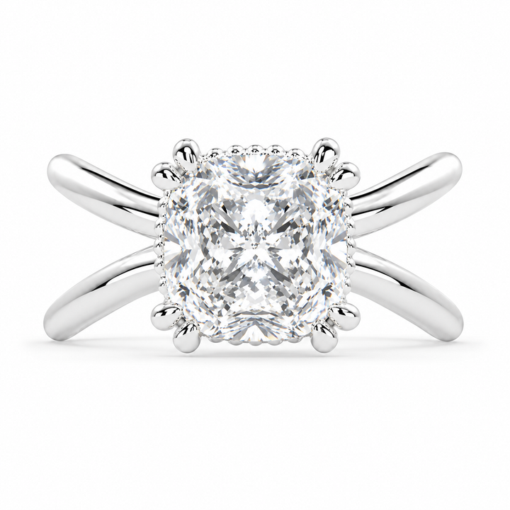 Tatiana 4 Carat Cushion Cut Solitaire Split Shank Engagement Ring