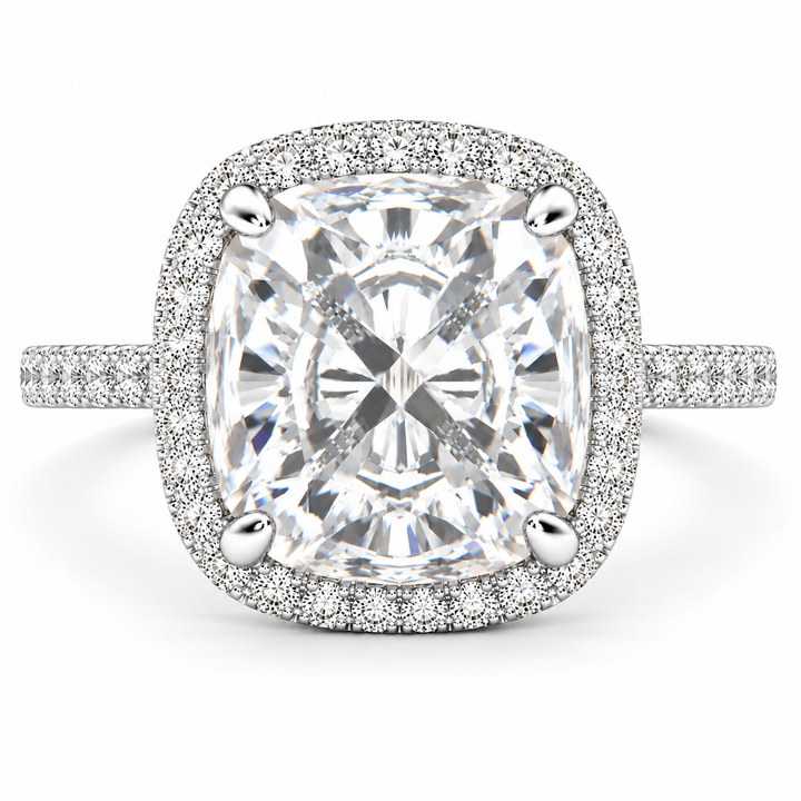 Bianca 7.5 Carat Cushion Cut Halo Pave Engagement Ring