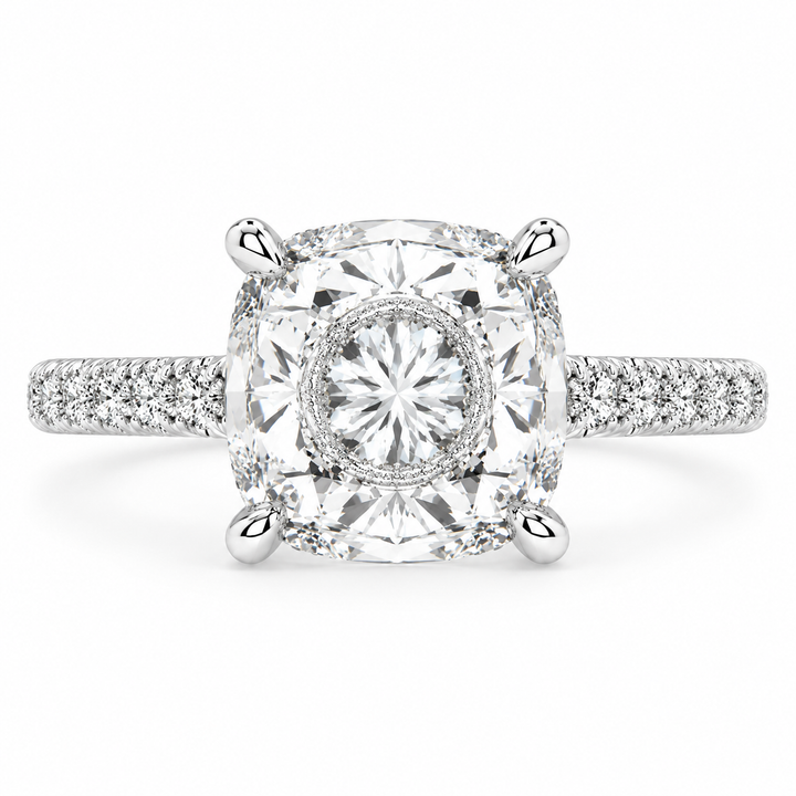 Ginevra 5.2 Carat Cushion Cut Tapered Engagement Ring