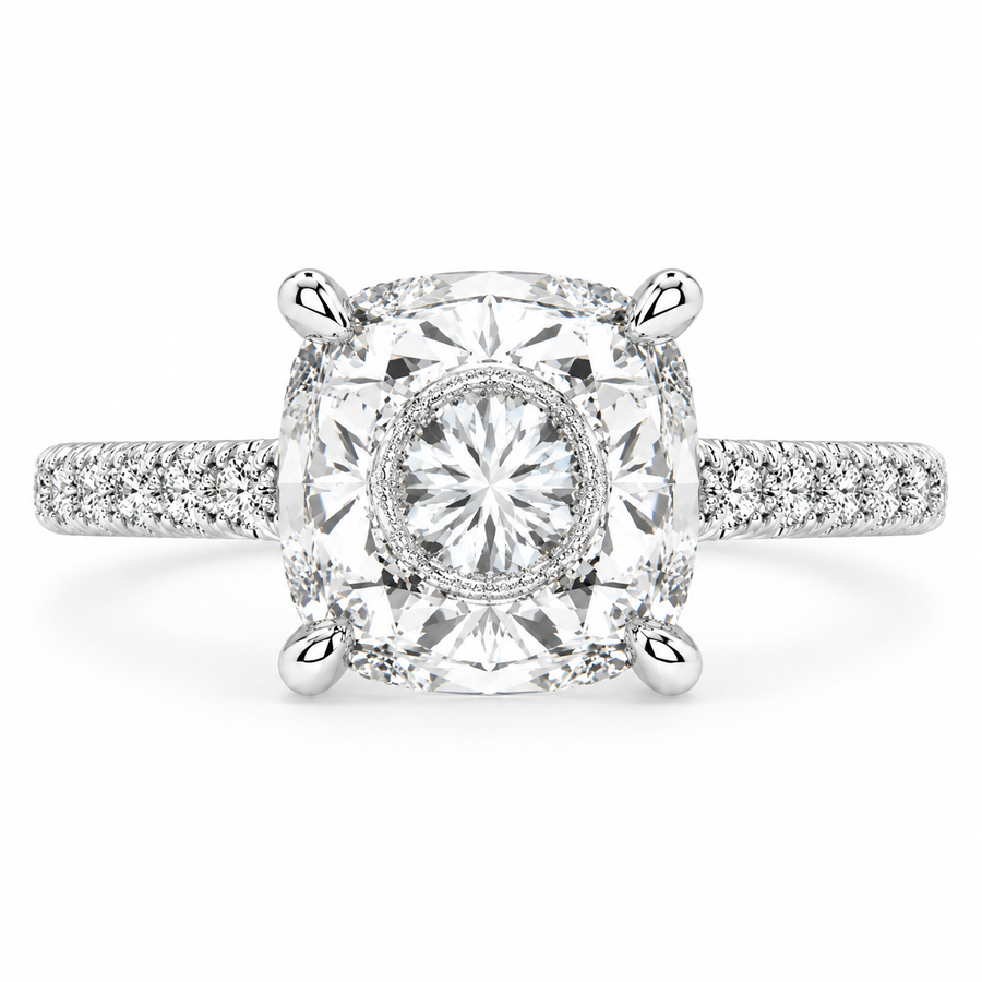 Ginevra 5.2 Carat Cushion Cut Tapered Engagement Ring
