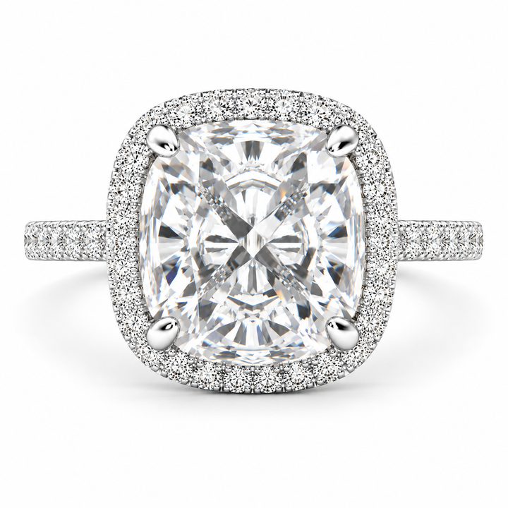Bianca 6.5 Carat Cushion Cut Halo Pave Engagement Ring