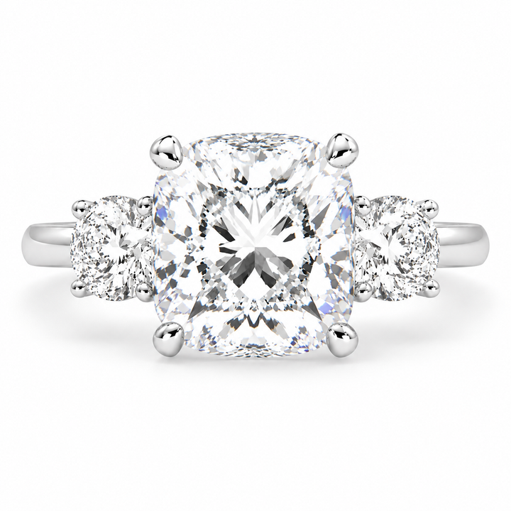 Hana 7.2 Carat Cushion Cut 3 Stone Engagement Ring