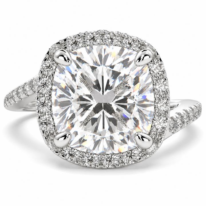 Paloma 7.35 Carat Cushion Cut Pave Halo Engagement Ring