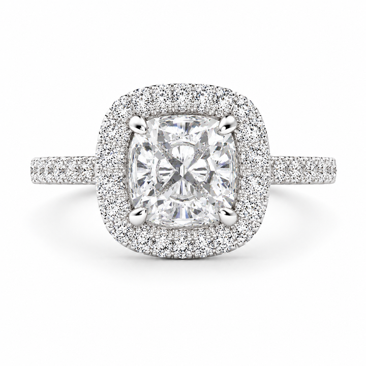 Bianca 1.5 Carat Cushion Cut Halo Pave Engagement Ring