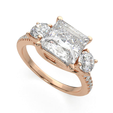 Hana 3.2 Carat Princess Cut 3 Stone Engagement Ring
