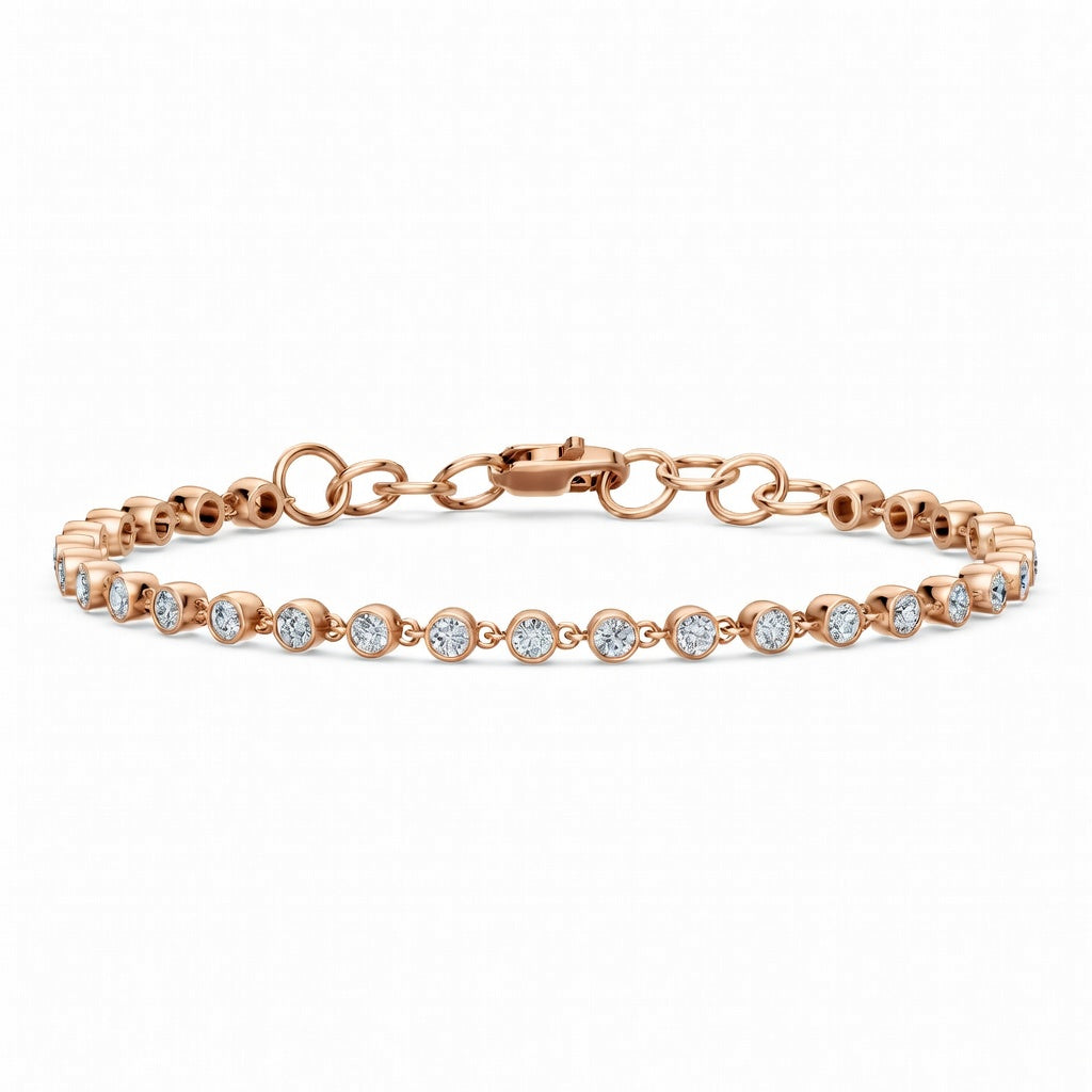 1.54 Carat Round Cut Diamond Chain Bracelet VS1 D F White Gold 14k