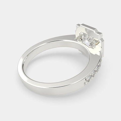 1.5 Carat VS1 D Lab Grown Diamond Halo Pave Cushion Ring