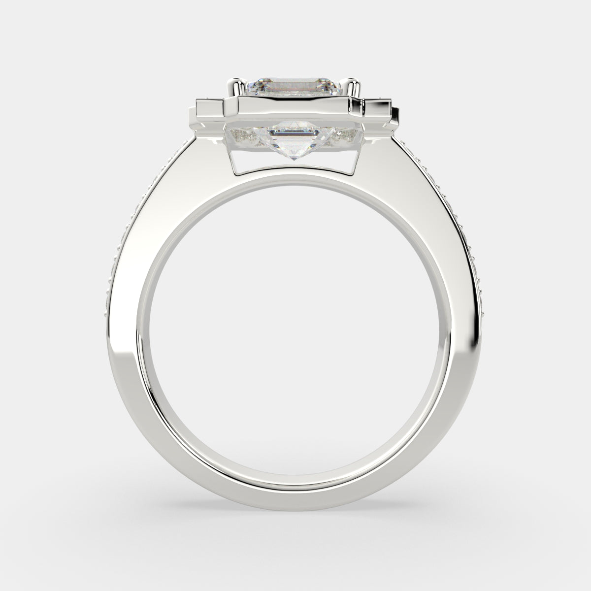 4.5 Carat VS1 D Lab Grown Diamond Halo Pave Emerald Ring