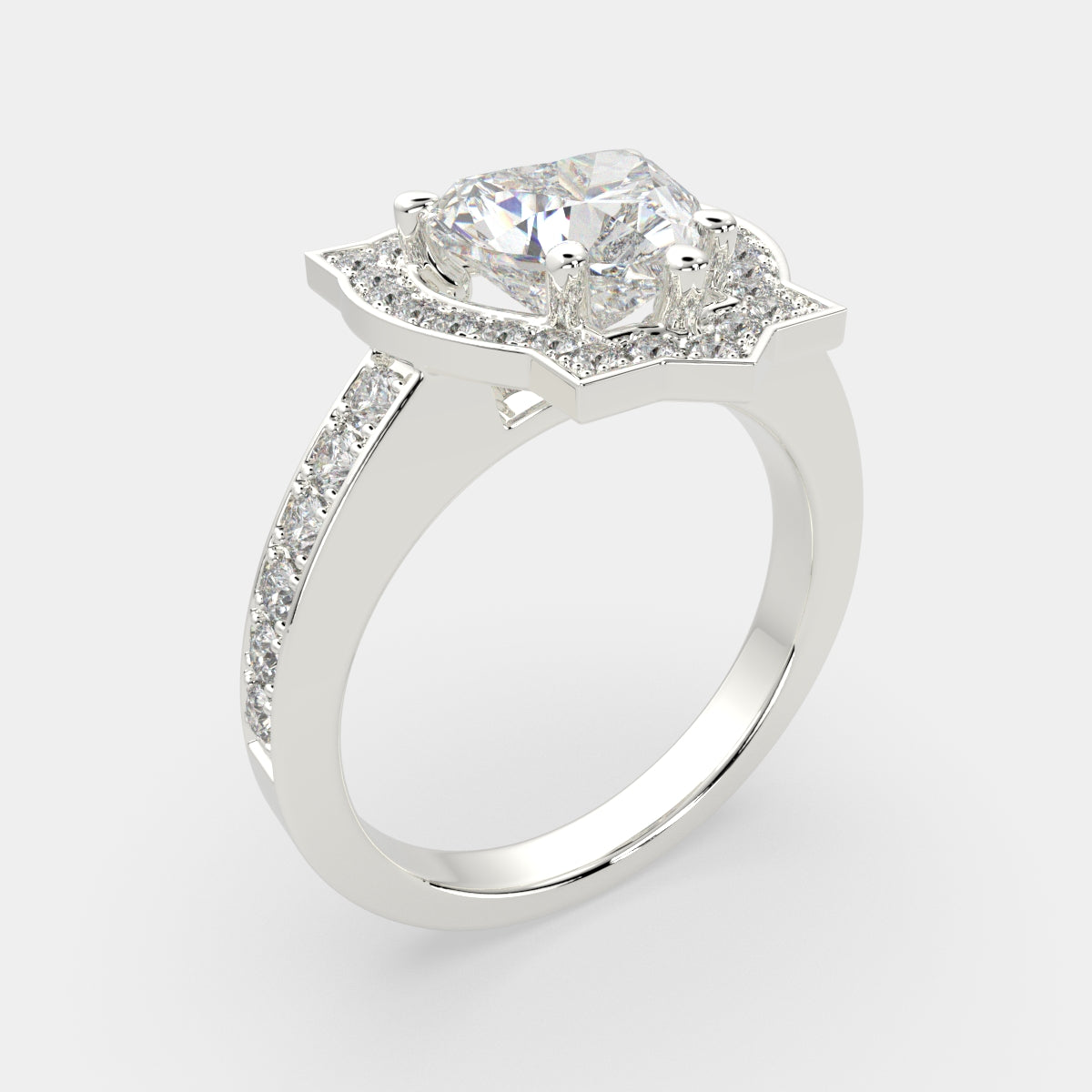 1.5 Carat VS1 D Lab Grown Diamond Halo Pave Heart Ring