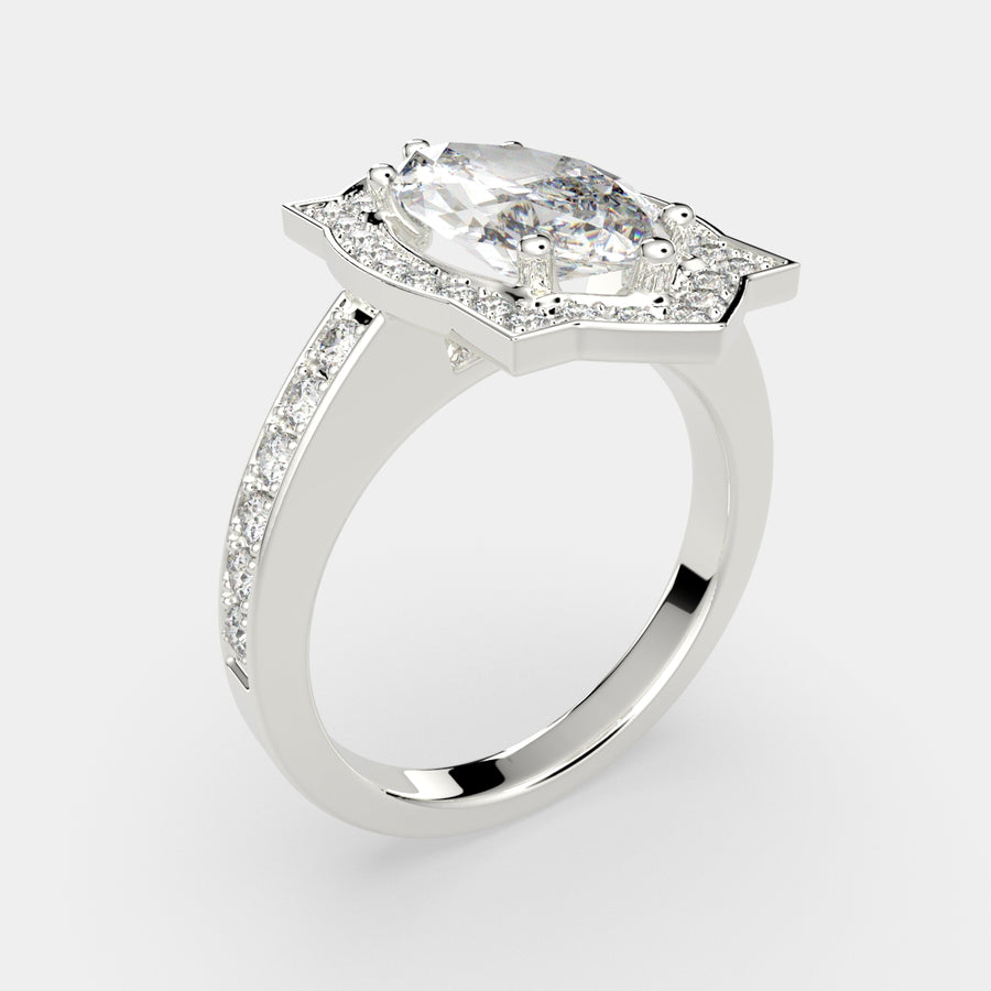 Amalia 3.5 Carat Marquise Cut Halo Pave Engagement Ring