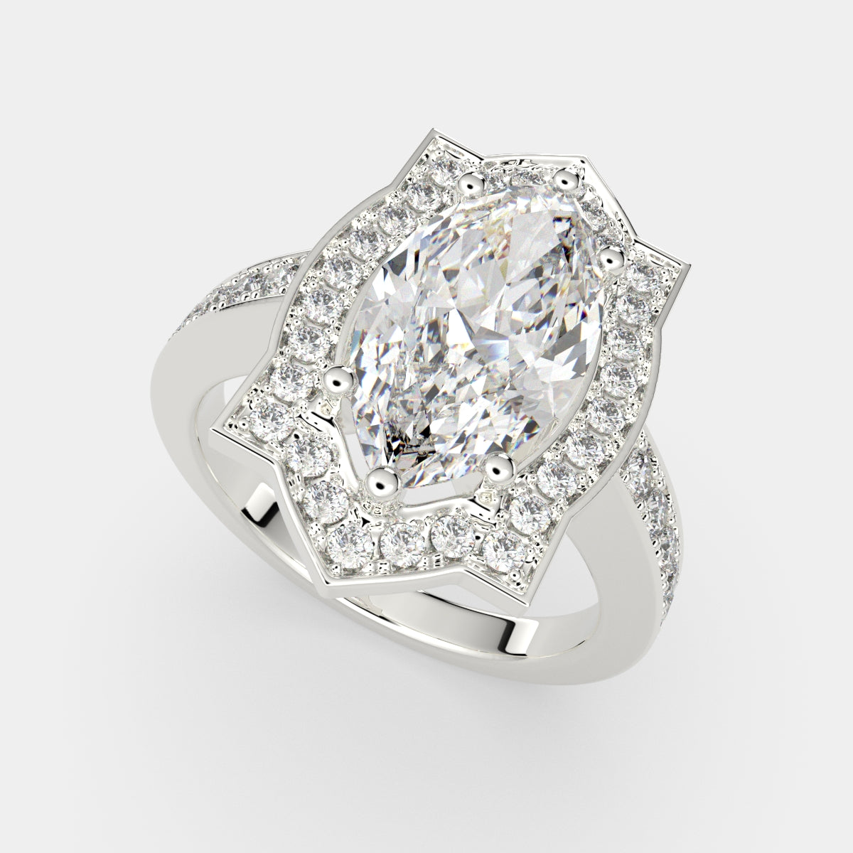 2.5 Carat VS1 D Lab Grown Diamond Halo Pave Marquise Ring
