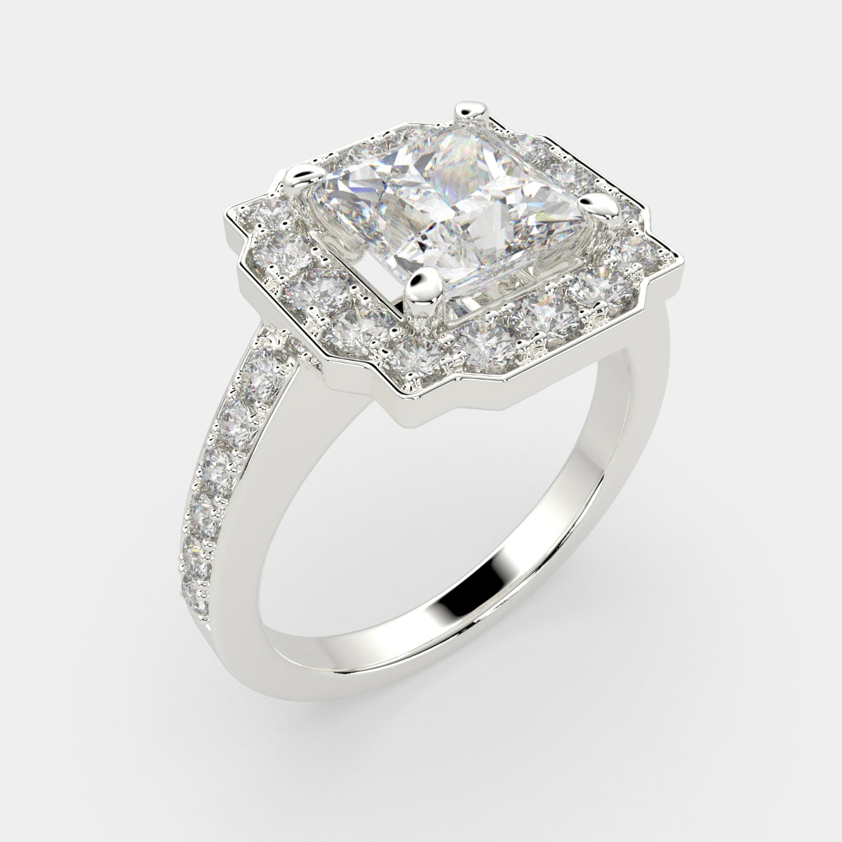 3.5 Carat VS1 D Lab Grown Diamond Halo Pave Princess Ring