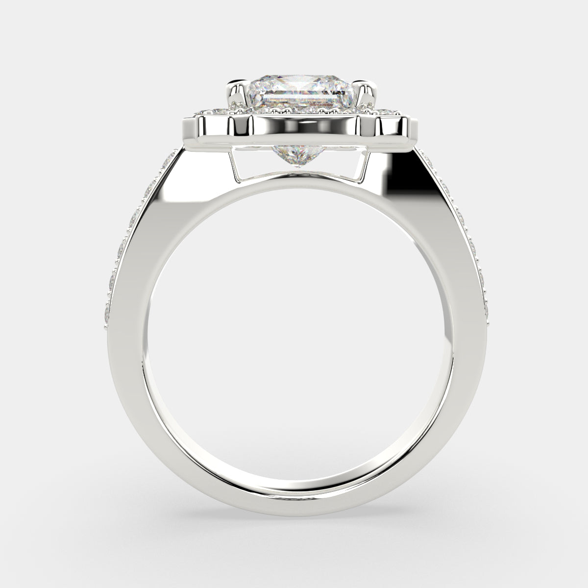 3.5 Carat VS1 D Lab Grown Diamond Halo Pave Princess Ring